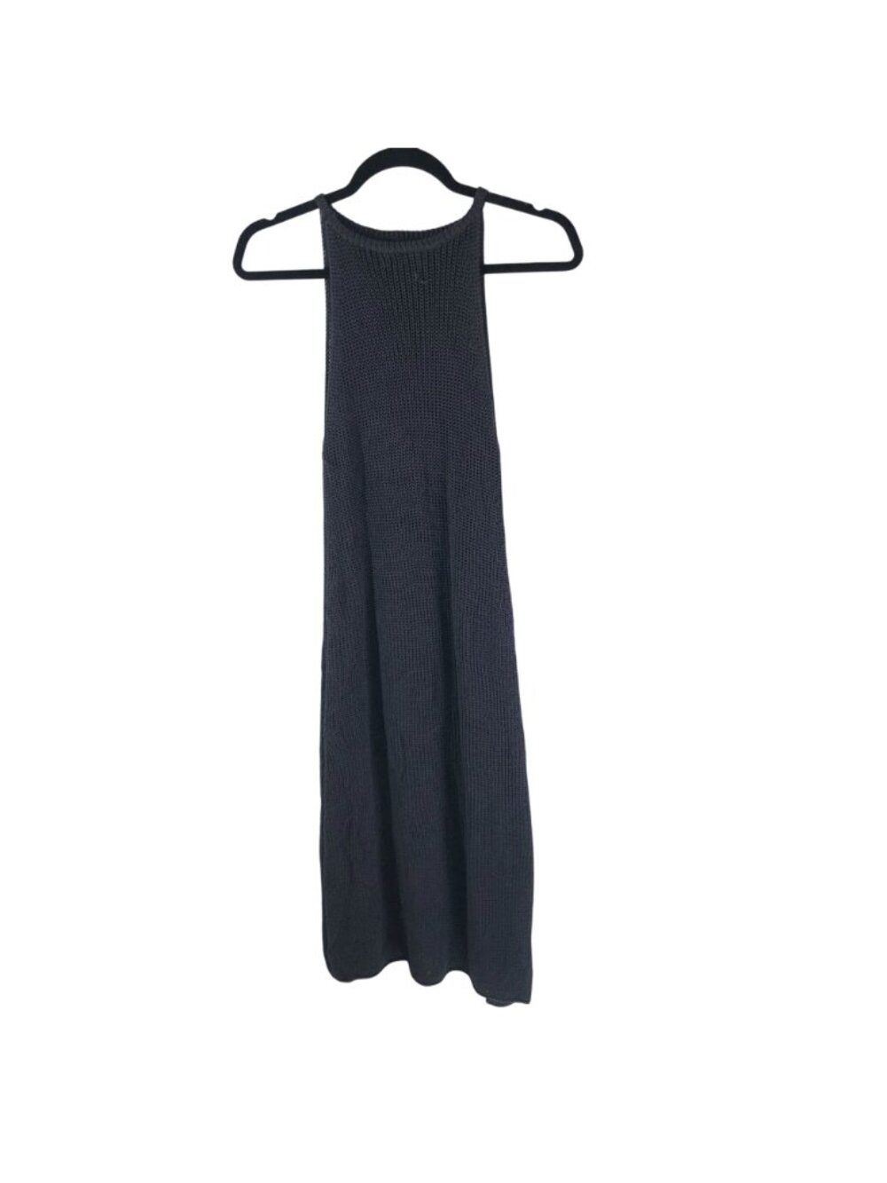 Beulah Open Knit Midi Dress Sleeveless Gray High Neck L - Picture 2 of 4